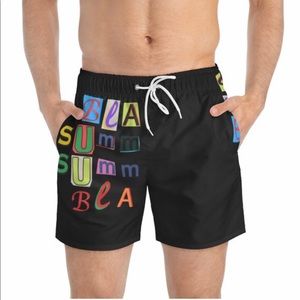 Black Summer unisex black swim trunks